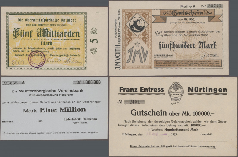 Deutschland - Notgeld - Württemberg: Umfangreiche Sammlung von annähernd 1300 Sc...