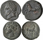Numiden - Könige: Lot 2 Stück, Micipsa 148-118 v. Chr.:2 x Æ, 14,02 g bzw. 8,77 g, Belag, sehr schön.
 [differenzbesteuert]