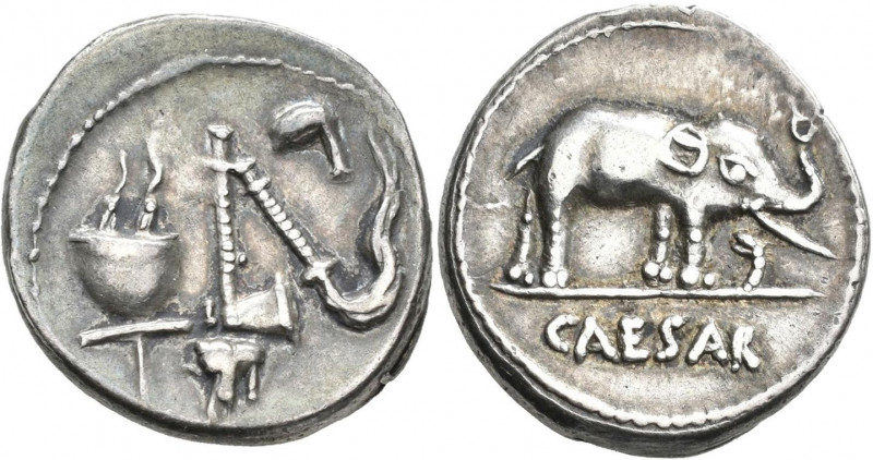 Gaius Iulius Caesar (49/48 v.Chr.): AR-Denar,3,87 g, Feldmünzstätte Caesars 49 -...