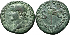 Tiberius (14 - 37): Æ-As, 10,35 g, Kampmann 5.10, grünliche Patina, sehr schön.
 [differenzbesteuert]