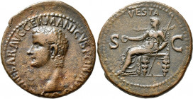 Caligula (37 - 41): Æ-As, 10,8 g, Kampmann 11.9, RIC 38, sehr schön.
 [differenzbesteuert]
