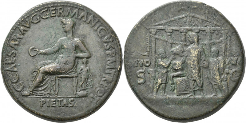 Caligula (37 - 41): Æ-Sesterz, 27,34 g, Kampmann 11.10, RIC 36, leicht grünliche...