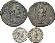 Septimius Severus (193 - 211): Lot 2 Stück, Æ-Sesterz, 31,02 g, LIBERAL AVG TR P COS SC, Kampmann 49.222 + AR-Denar, 3,44 g, FUNDATOR PACIS, Kampmann ...