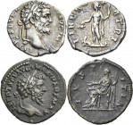 Septimius Severus (193 - 211): Lot 3 Denare, Bacchus / Iustitia / Moneta / sehr schön, sehr schön - vorzüglich.
 [differenzbesteuert]