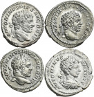 Caracalla (196 - 198 - 217): Lot 4 Denare, Bonus Eventus / Abundantia / Aesculap / Serapis / sehr schön - vorzüglich, vorzüglich.
 [differenzbesteuer...