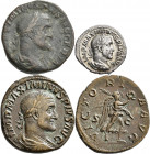 Maximinus I. Thrax (235 - 238): Lot 3 Stück, Æ-Sesterz, 20,39 g / Æ-Sesterz 23,28 g / AR-Denar, 3,43 g, sehr schön, sehr schön - vorzüglich, vorzüglic...