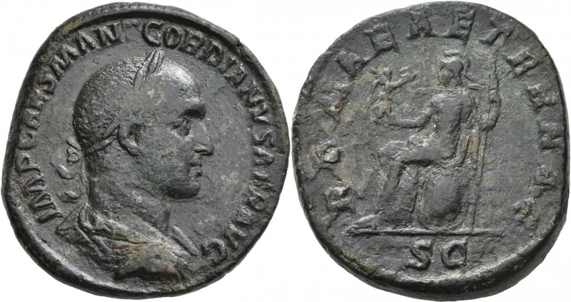 Gordianus II. (238 n.Chr.): Æ-Sesterz, ROMAE AETERNAE SC, 21,78 g, RIC 5, Kampma...