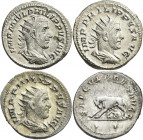 Philippus I. Arabs (244 - 249): Lot 3 Stück, AR-Antoninian (248), 4,93 g, Cohen 182, RIC 19, vorzüglich und AR-Antoninian, 3,54 g, auf die Tausendjahr...