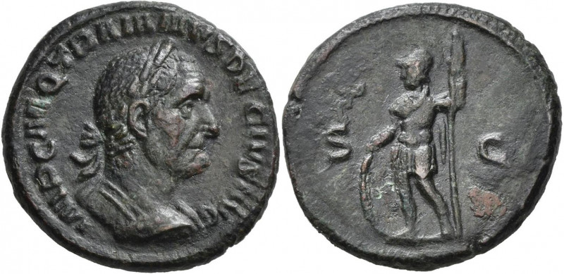 Traianus Decius (249 - 251): Æ-Semis, 4,42 g, dunkelbraune Patina, ein wenig Bel...
