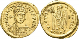 Anastasius I. (491 - 518): AV-Solidus, Constantinople, 4,47 g, Sommer 1.1, Sear 3, sehr schön.
 [differenzbesteuert]