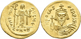 Phocas (602 - 610): AV-Solidus, Constantinople, 4,48 g, Sommer 9.8, Sear 620, sehr schön+.
 [differenzbesteuert]