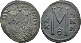 Michael II. (820 - 829): Michael II. mit Theophilus 820-829: Bronze-Follis, 7,97 g, Sommer 30.2, Sear 1642, vorzüglich.
 [differenzbesteuert]