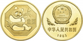 China - Volksrepublik: 1 Yuan 1984, KM# 85, polierte Platte / proof. Sehr selten angeboten Münze aus Messing / brass mit Panda Motiv aus der Serie Bed...