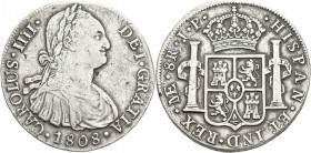 Peru: Carlos (Charles) IV. / Carolus IIII. 1788-1808: 8 Reales 1808 Lima (MÆ J P). 27,17 g. KM# 97. Schön.
 [differenzbesteuert]