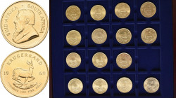 Südafrika: Lot 15 Münzen: Krügerrand nach Jahrgängen, dabei 1969-1984 (ohne 1980), je 1 OZ Fine Gold, KM# 73, Friedberg B1. Jede Münze wiegt ca. 33,93...