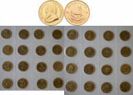 Südafrika: Lot 16 Münzen: Krügerrand alles Jahrgang 1978, je 1 OZ Fine Gold, KM# 73, Friedberg B1. Jede Münze wiegt ca. 33,93 g, 917/1000 Gold, vorzüg...