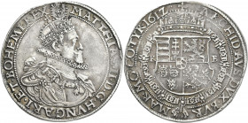 Haus Habsburg: Matthias 1608-1612-1619: Taler 1612 K.B. Kremnitz (Reichstaler). Davenport 3053, Voglhuber 110 II. 28,00 g. Randfehler (entfernte Henke...