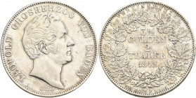 Baden: Karl Leopold Friedrich 1830-1852: Vereinsdoppeltaler 1842 (3½ Gulden 2 Thaler). AKS 88, Jaeger 57, Davenport 524. Kratzer, sehr schön+.
 [diff...