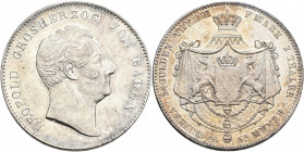 Baden: Karl Leopold Friedrich 1830-1852: Vereinsdoppeltaler 1852 (3½ Gulden 2 Thaler), AKS 89, Jaeger 64. Variante mit achtstrahligem Stern in Randsch...