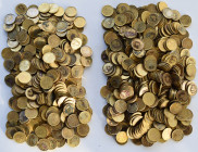 Preußen: 1 Pfennig 1865 Scheidemünze gleich ca. 800mal. Die Münzen wurden zu Werbezwecken vergoldet und waren ursprünglich auf ein ”Glückskärtchen” au...