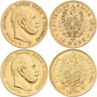 Preußen: Wilhelm I. 1861-1888: 10 Mark 1873 A, Jaeger 242. 3,94 g, 900/1000 Gold. Grafiti W, sehr schön. Dazu 10 Mark 1874 B, Jaeger 245. 3,92 g 900/1...