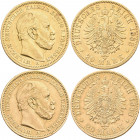 Preußen: Wilhelm I. 1861-1888: 2 x 20 Mark 1883 A. Jaeger 246. Je ca. 7,92 g, 900/1000 Gold, sehr schön. Lot 2 Stück.
 [zzgl. 0 % MwSt.]