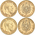 Preußen: Friedrich III. 1888: 10 Mark 1888 A, Jaeger 247. Je 3,96 g, 900/1000 Gold. Kleine Kratzer, sehr schön - vorzüglich. Lot 2 Stück.
 [zzgl. 0 %...
