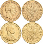 Preußen: Wilhelm II. 1888-1918: 20 Mark 1893 - 1913. 14 x Jaeger 252 + 2 x Jaeger 253. Je ca. 7,94 g, 900/1000 Gold, sehr schön - vorzüglich. Lot 16 S...
