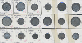 Ersatzmünzen des 1. Weltkriegs: Weilburg, Offizier-Gefangenenlager, 1, 5 Pfg., 10 Pfg., 1/2, 1, 3, 10, 20 M., o. J., beigegeben Stralsund-Dänholm, Off...