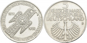 Bundesrepublik Deutschland 1948-2001: 5 DM 1952 D, Germanisches Museum, Jaeger 388. Kratzer, kleine Randfehler, fast vorzüglich.
 [differenzbesteuert...