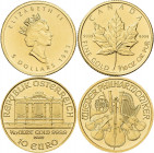 Alle Welt: Kleines Lot diverser Goldmünzen, dabei: Dänemark 10 Kronen 1898, 2 x Großbritannien ½ Sovereign, Österreich-Ungarn 4 Florin 1892 NP, 3 x 1/...