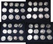 Alle Welt: Olympische Spiele: 2 Kassetten mit 60 Silbermünzen in der höchsten Qualität polierte Platte mit Motiv Olympiade. Dabei Spanien, Frankreich ...