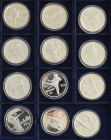 China - Volksrepublik: Olympische Spiele / Sportmotive: Lot 12 x 10 Yuan Gedenkmünzen mit diversen Olympia Motiven. Dabei Jahr 1992 mit KM# 438 + 439 ...