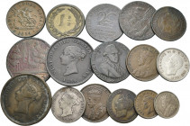 Kanada: Kleines Lot diverser Münzen aus Kanada, dabei auch Bank-Jetons und Münzen der Provinzen.
 [zzgl. 7 % Importspesen]