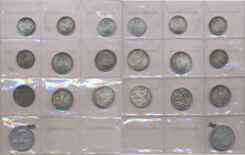 Umlaufmünzen 2 Mark bis 5 Mark: Kleines Lot 10 Münzen, dabei 2er (4), 3er (5) und 5er (1, zum Anhänger umbearbeitet) aus Bayern, Preußen und Sachsen....