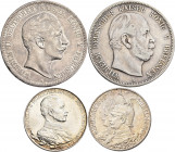 Preußen: Kleines Lot mit 2x 2 Mark, 1 x 3 Mark und 2 x 5 Mark aus Preußen. Insg. 5 Münzen.
 [zzgl. 7 % Importspesen]