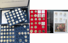 DDR: Partie Sonder- und Kursmünzen in einer 4-lagier Box, überwiegend 5er und CuNi-Ausgaben aus MDM-Abo mit Zertifikat, eine Linderbox mit weiteren DD...