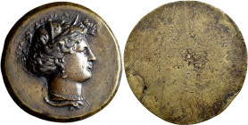 Medaillen alle Welt: Italien: Bronzegussmedaillon o.J., unbekannter Meister, 16. Jahrhundert, einseitig, mit Profilbild der Arethusa oder Kore-Perseph...