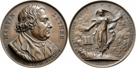 Medaillen Deutschland - Personen: Luther, Martin: Bronze Medaille von F Depaulis (Paris) auf die Reformation 1817. Büste Martin Luther, MARTIN LUTHER ...