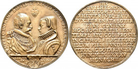 Medaillen Deutschland - Geographisch: Bayern: Wilhelm V. der Fromme 1579-1598: Medaille 1585 von Hubert Gerhard auf die Grundsteinlegung der St. Micha...