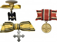 Orden & Ehrenzeichen: Miniaturen, Lot 3 Stück, dabei: Preußen Rotes Kreuz Medaille (zu OEK 1872), Württemberg Charlottenkreuz (zu OEK 30181) und Schle...