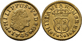 FELIPE V. Sevilla. 1/2 escudo. 1745. PJ. EBC-. Atractiva