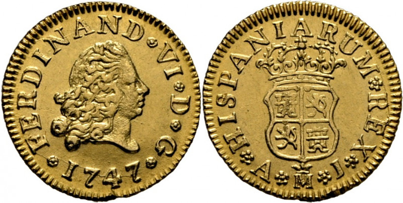 FERNANDO VI. Madrid. 1/2 escudo. 1747. AJ. Cy10652. Trg21 (R4 50.000 pts.). Leve...