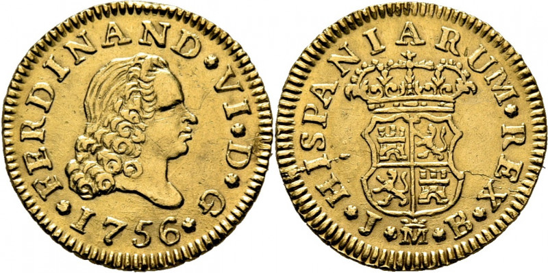 FERNANDO VI. Madrid. 1/2 escudo. 1756. JB. Escudo grande. Cy10675. Trg34. Canto ...