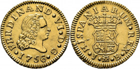 FERNANDO VI. Madrid. 1/2 escudo. 1756. JB. Escudo grande. EBC. Buena acuñación