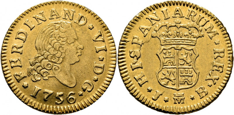 FERNANDO VI. Madrid. 1/2 escudo. 1756. JB. Cy10675. Trg34. Rayita. Finas rayitas...