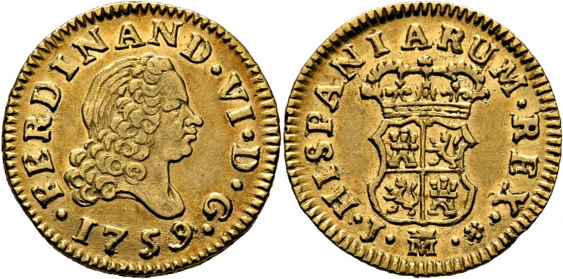 FERNANDO VI. Madrid. 1/2 escudo. 1759. J y rosa. Cy10689. Trg38. Fina rayita en ...
