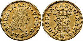FERNANDO VI. Madrid. 1/2 escudo. 1759. J y rosa. EBC-/EBC. Atractiva