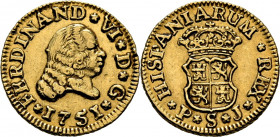 FERNANDO VI. Sevilla. 1/2 escudo. 1751. PJ. Escasa