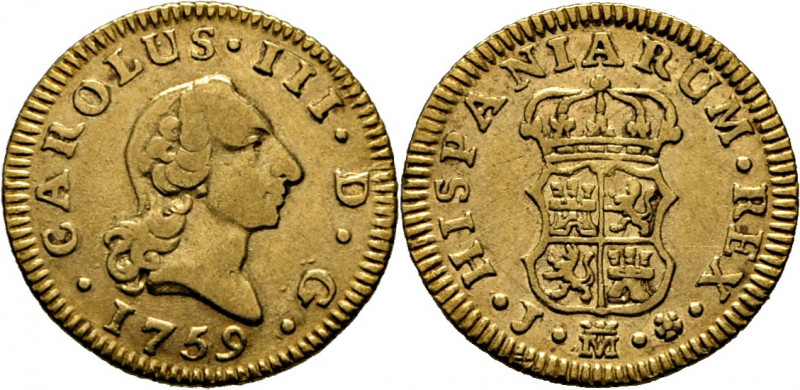 CARLOS III. Madrid. 1/2 escudo. 1759. J y estrella. Cy12138. Trg57 (R1 8.000 pes...